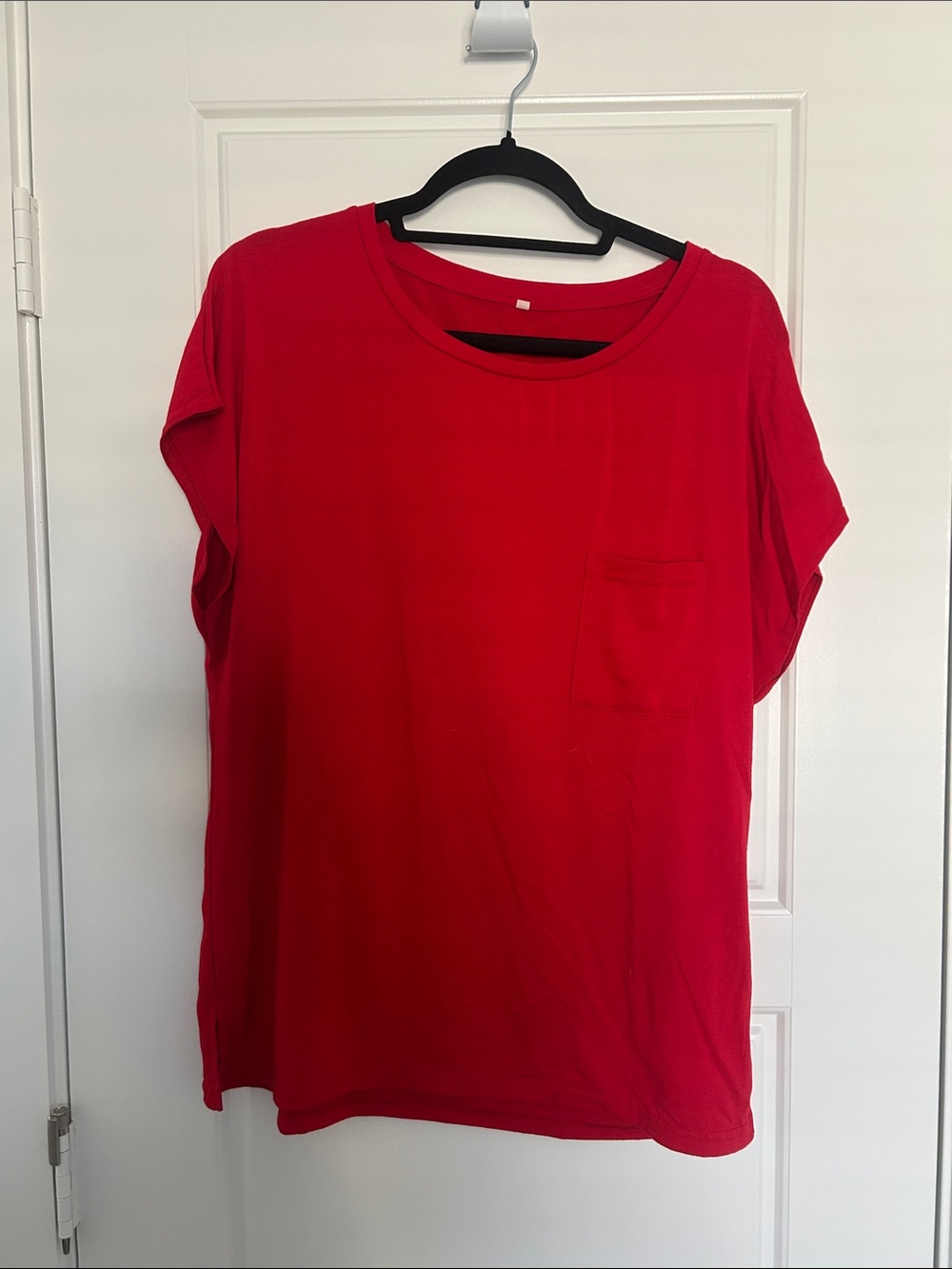 Red Crewneck Pocket Tee - Women